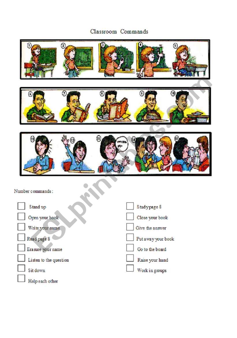 classroom commands worksheet