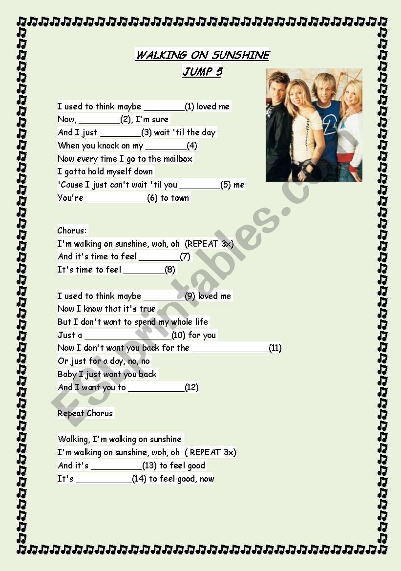 song worksheet present continuous