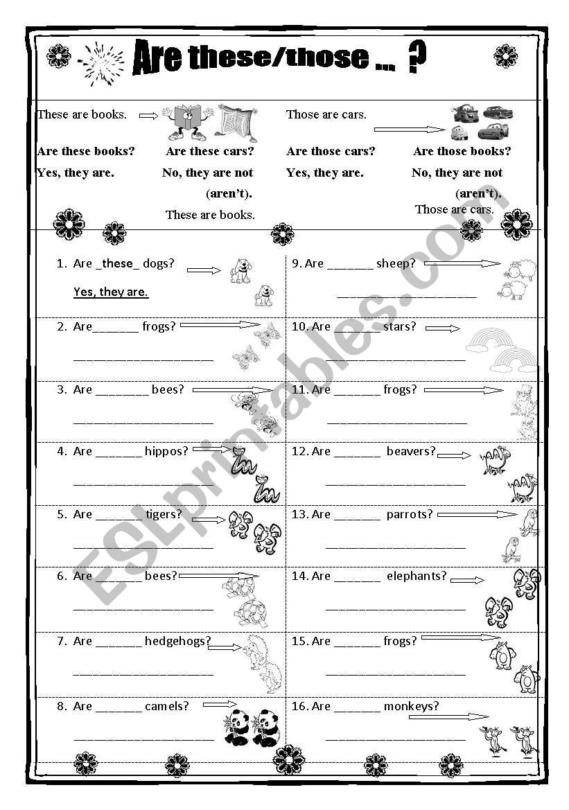 Are these/those ...? Demonstratives (plural): questions, short answeres.