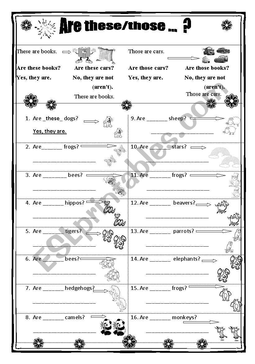 Are these/those ...? Demonstratives (plural): questions, short answeres.