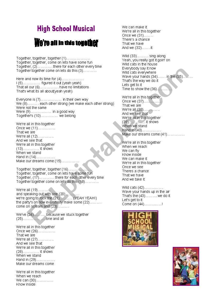 High School Musical Song worksheet