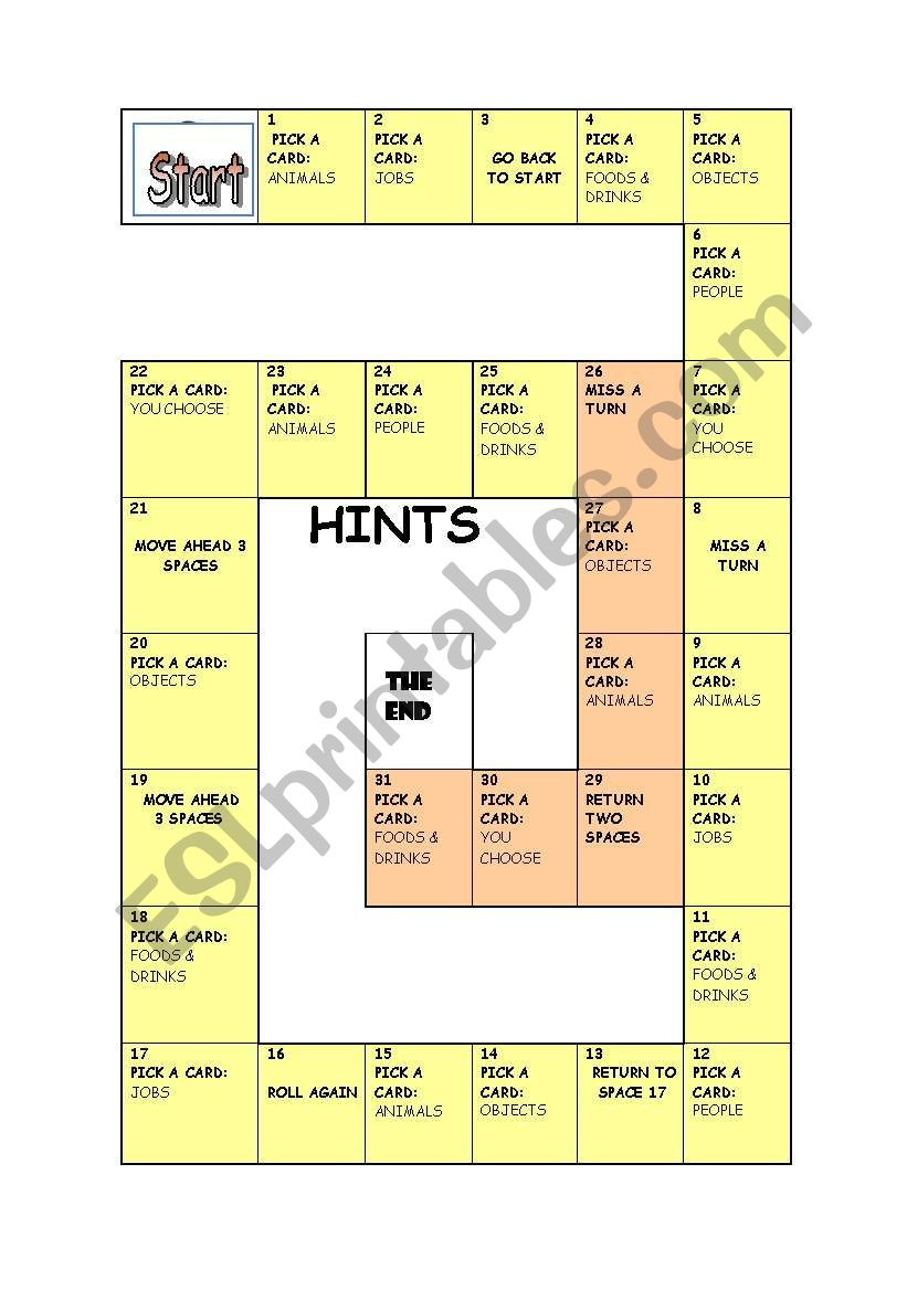 HINTS-GUESS THE WORD(2 OF 2) BOARD