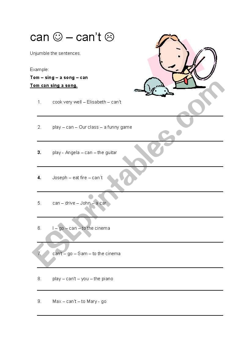 can - cant + key worksheet