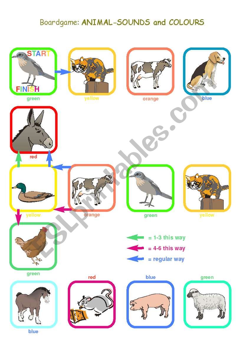 Boardgame: Animals-Sounds and Colours