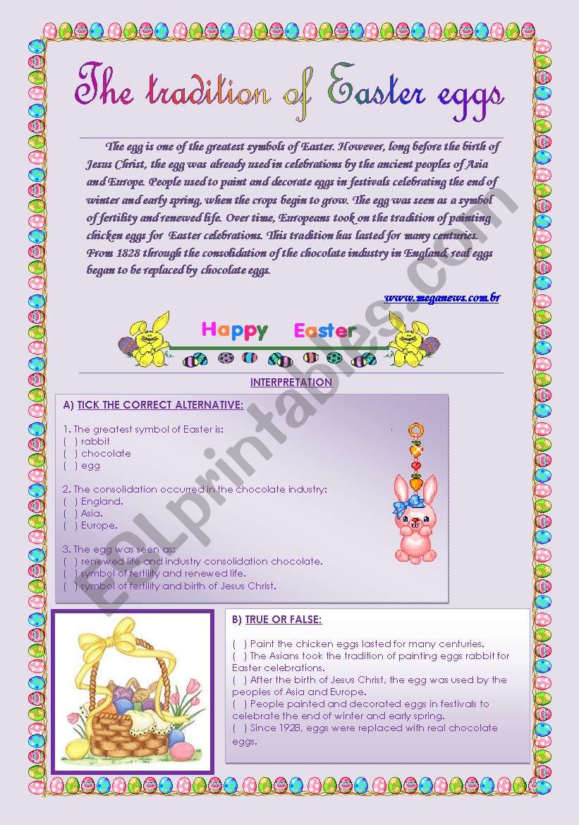 THE TRADITION OF EASTER EGGS worksheet