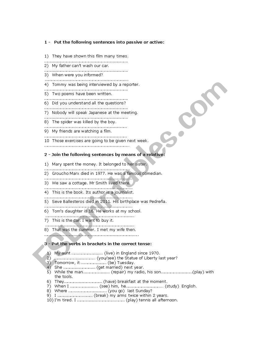 REVISION WORKSHEET worksheet