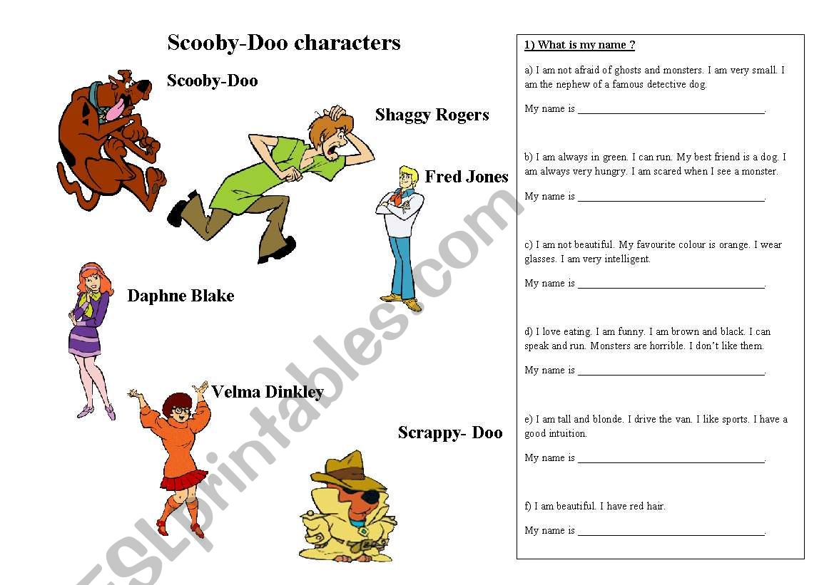 Scooby Doo Characters worksheet