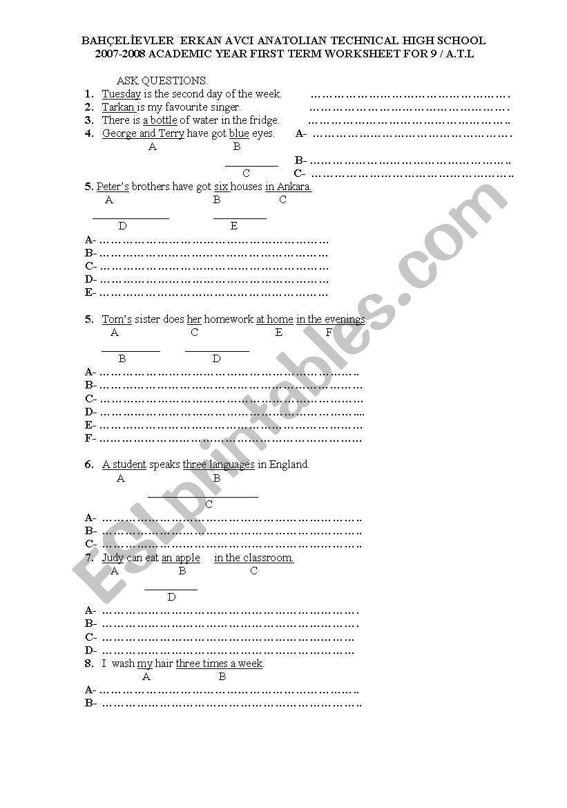 worksheet worksheet