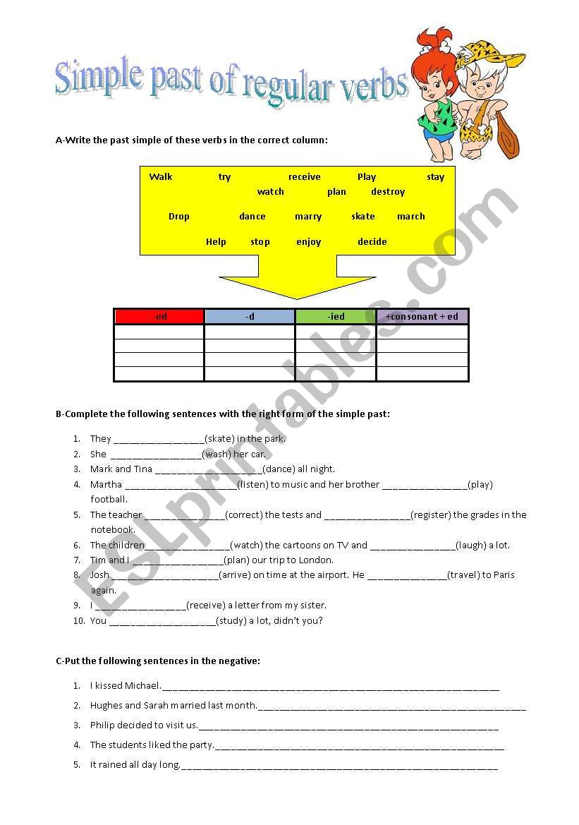 Past Simple of Regular Verbs worksheet