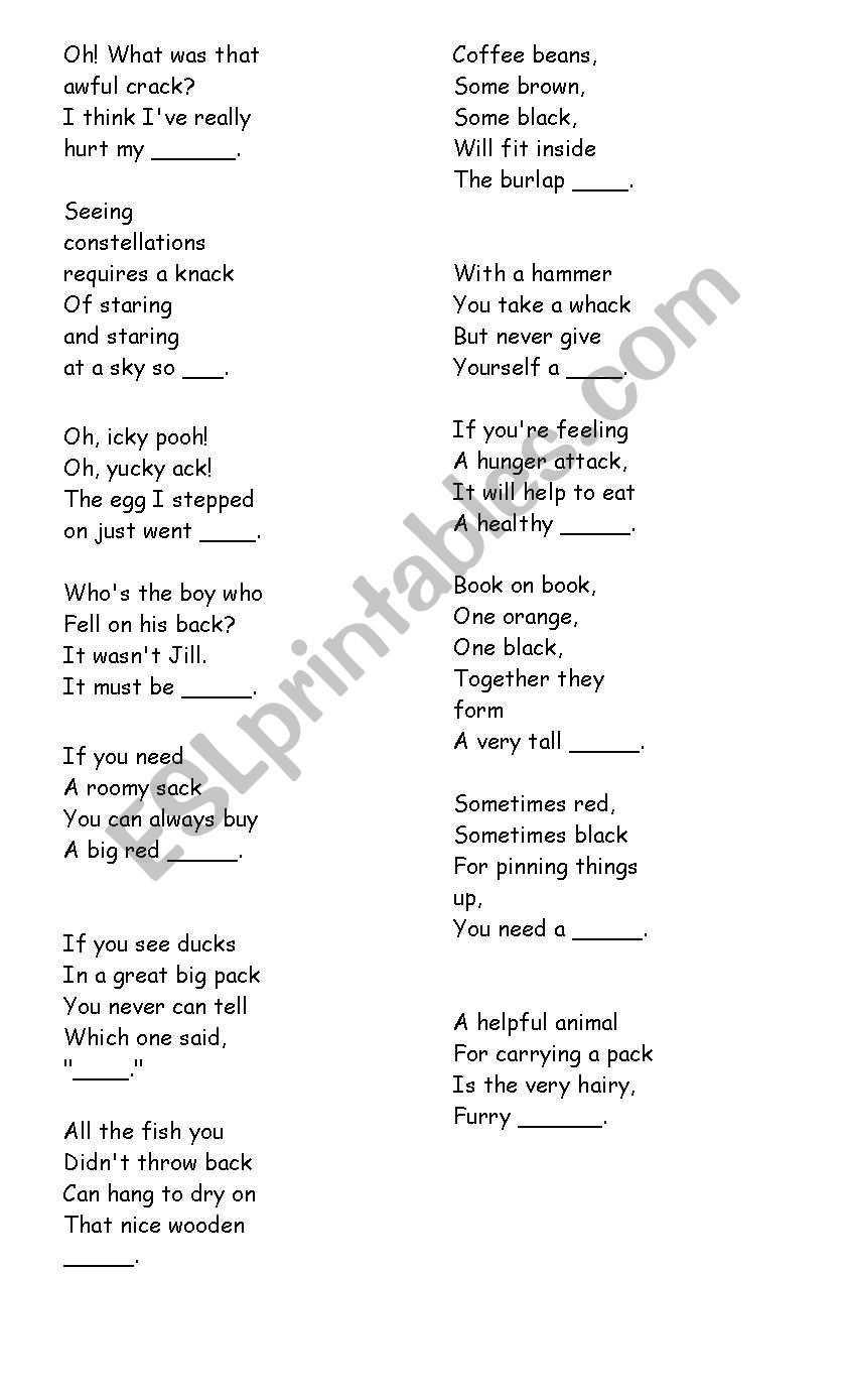 The -ack Sound Riddle worksheet