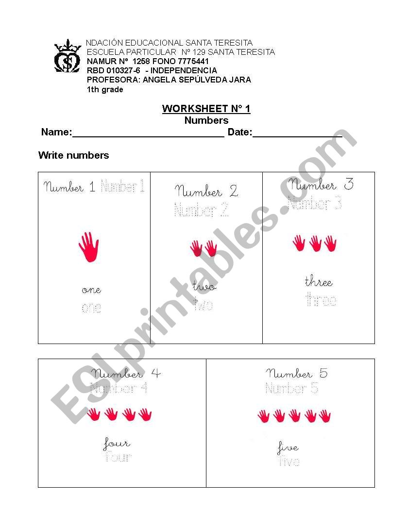 Numbers worksheet