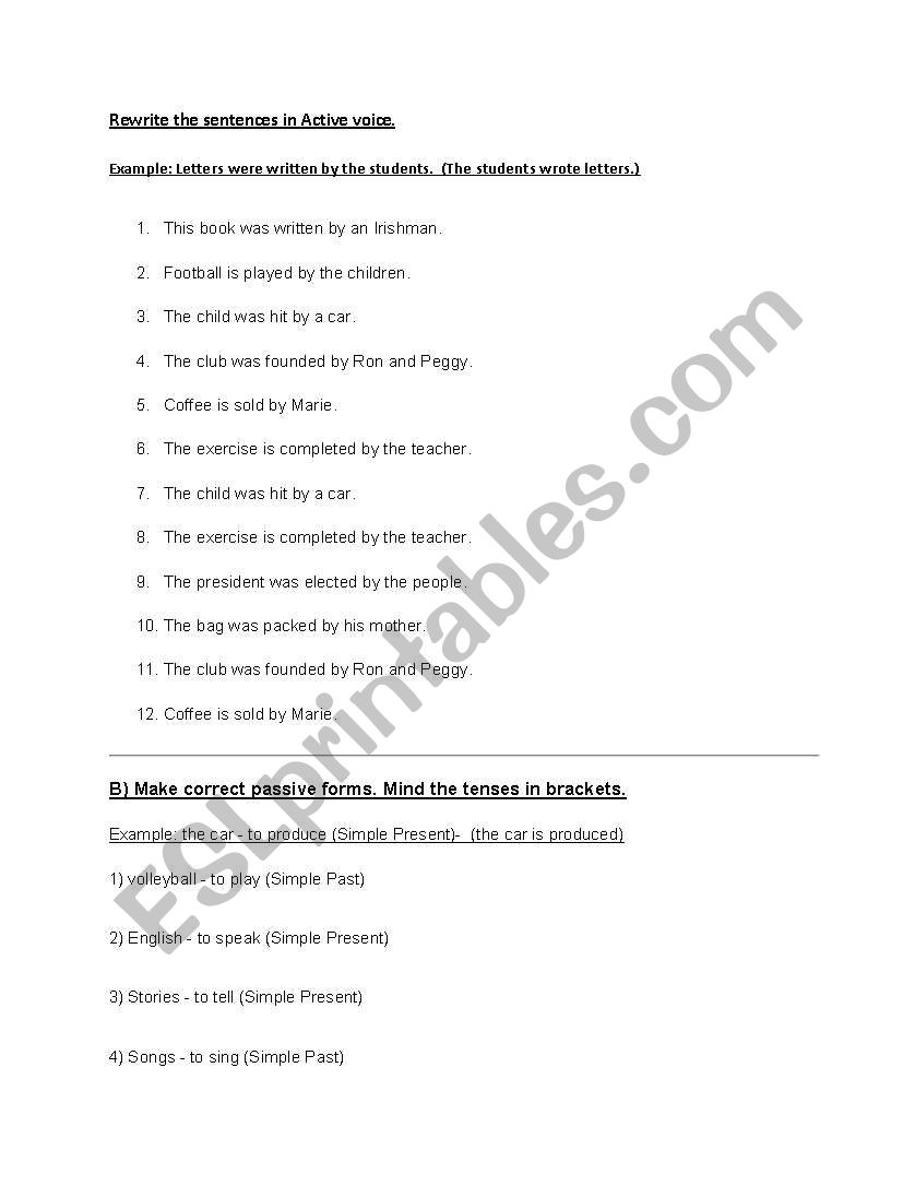 Active-Passive Voice worksheet