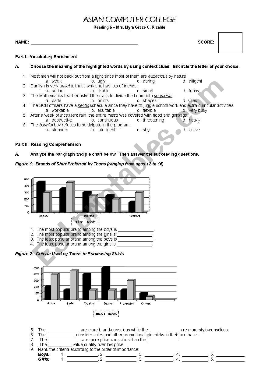 Reading Comprehension  worksheet