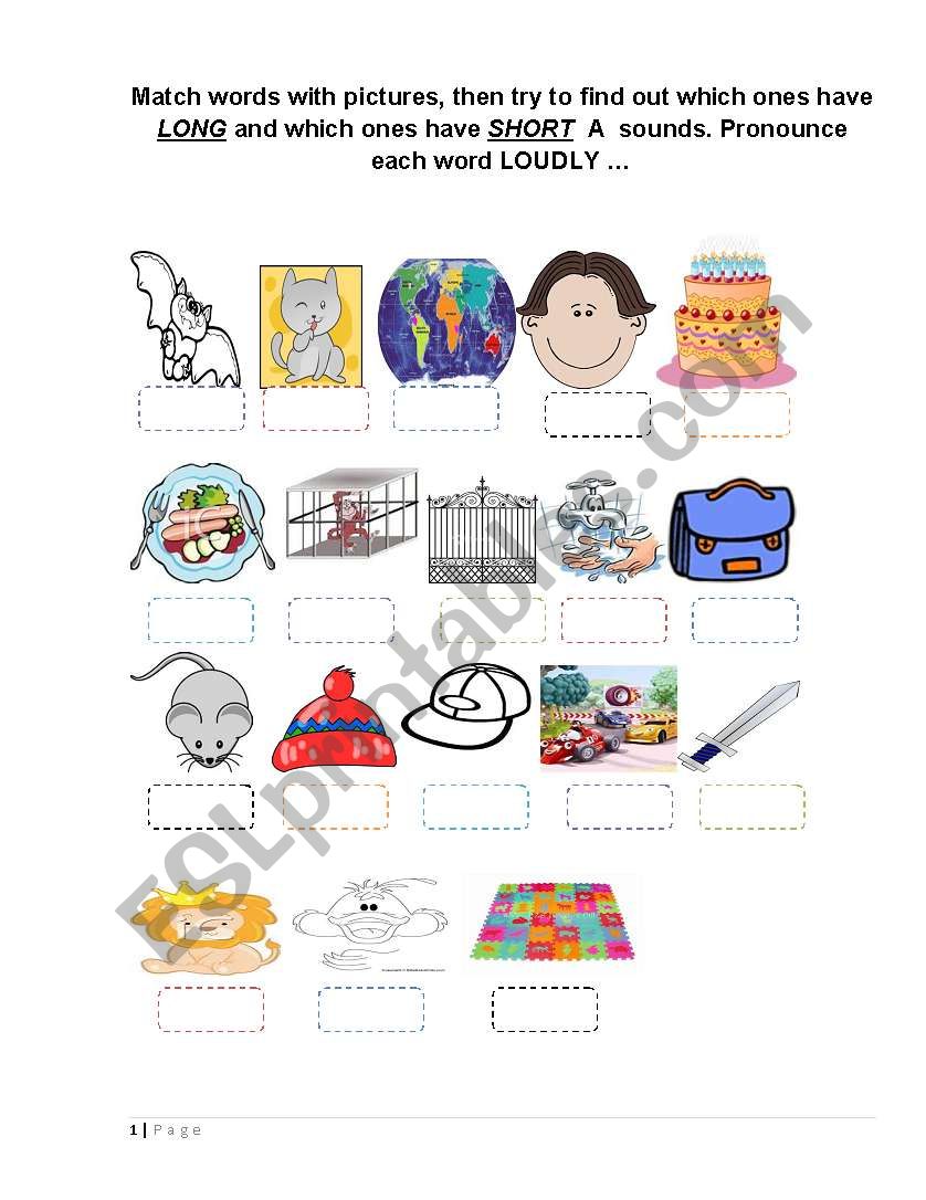 Vowel A worksheet