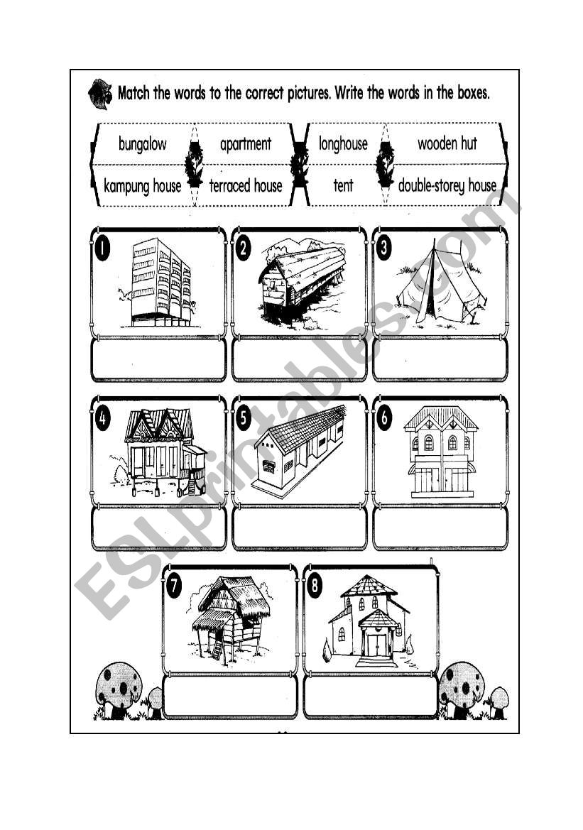 types of houses worksheet