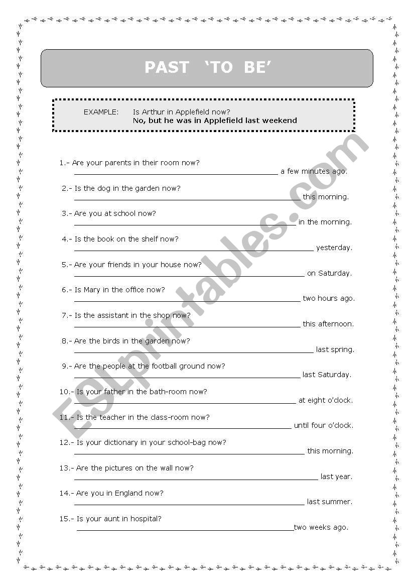 Past TO BE worksheet