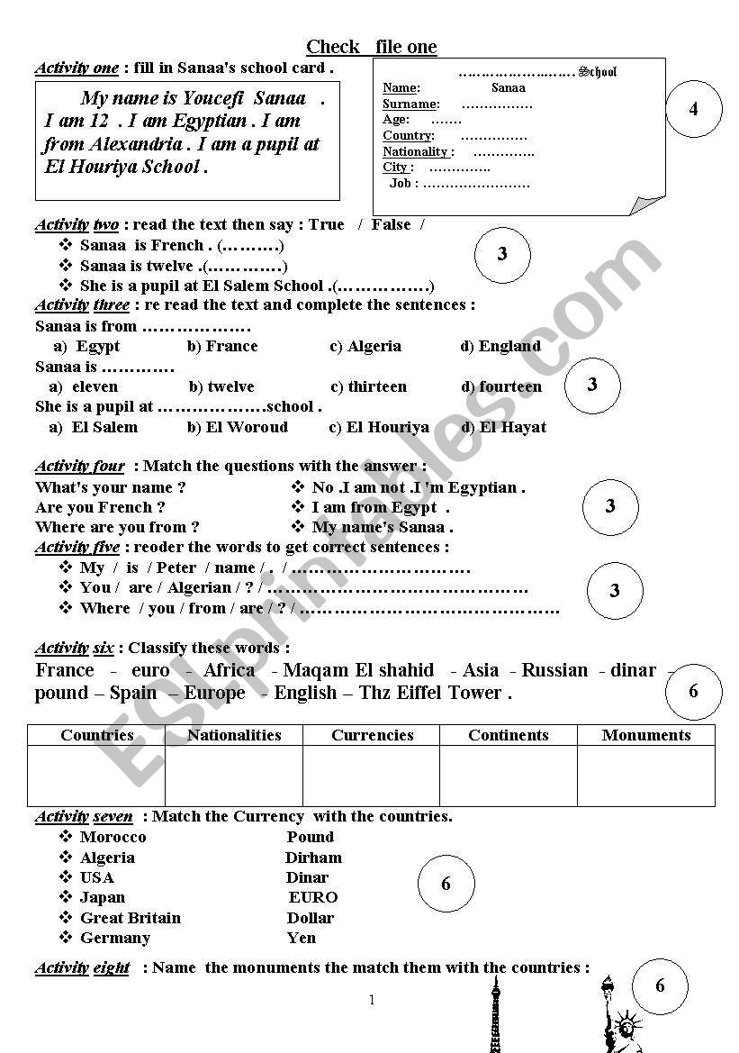 Nationalities and countries worksheet