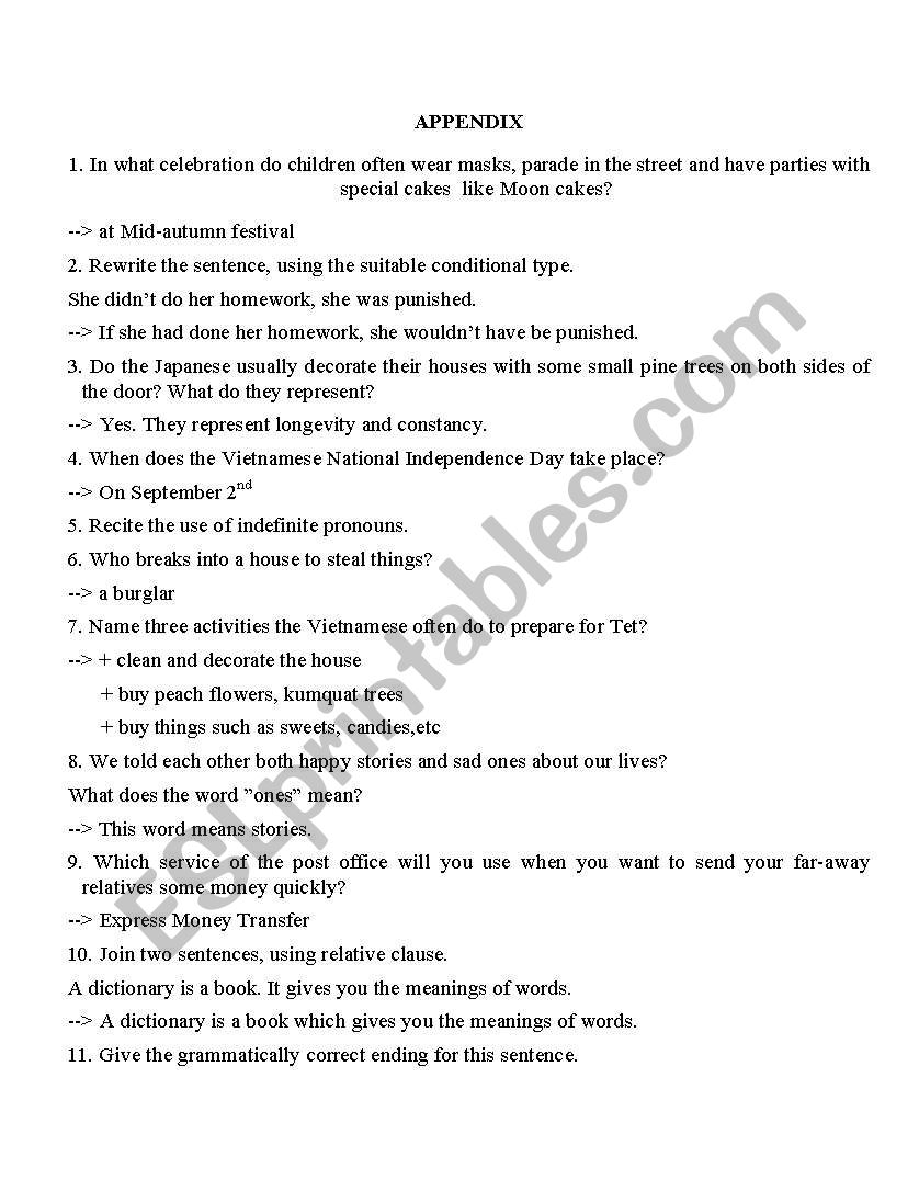 Consolidation worksheet