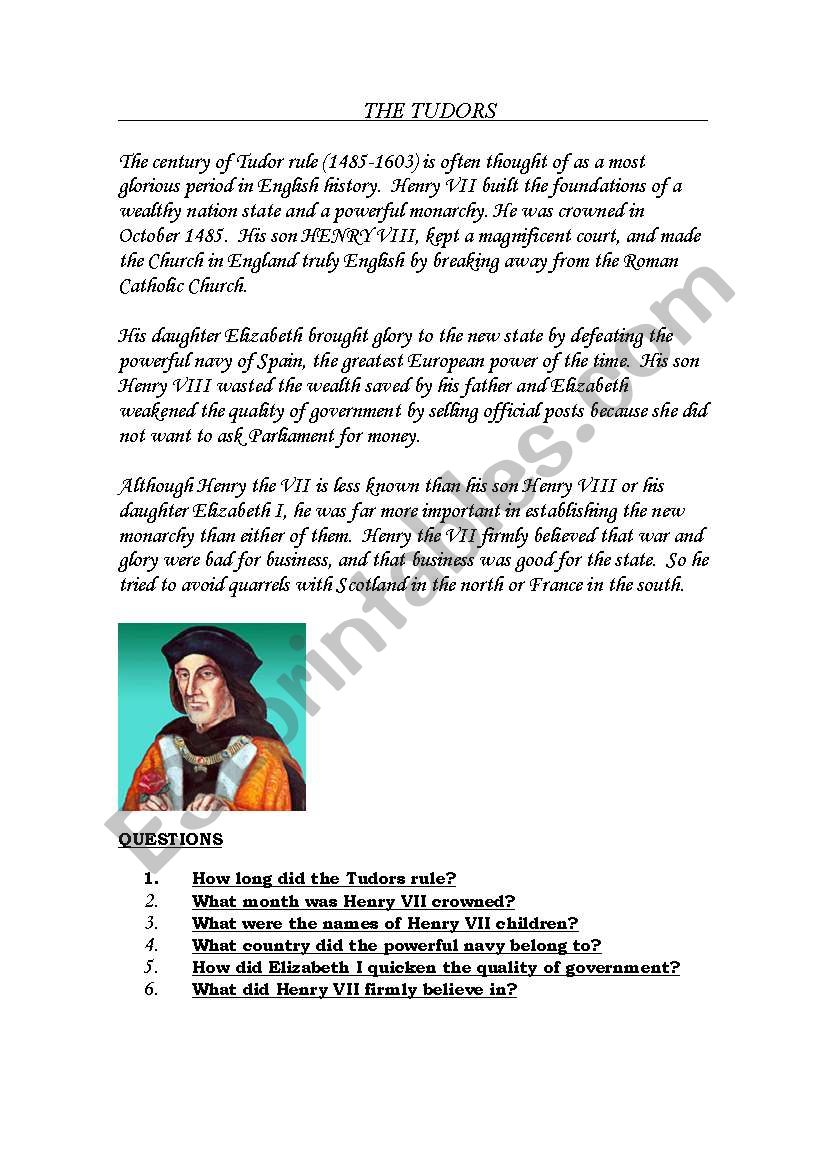 The Tudors worksheet