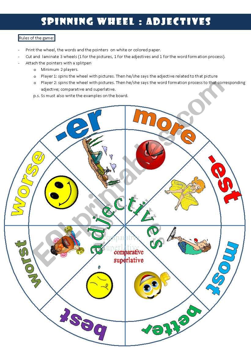 Spinner Wheel Game Download for ESL Class HappyEverydayEnglish