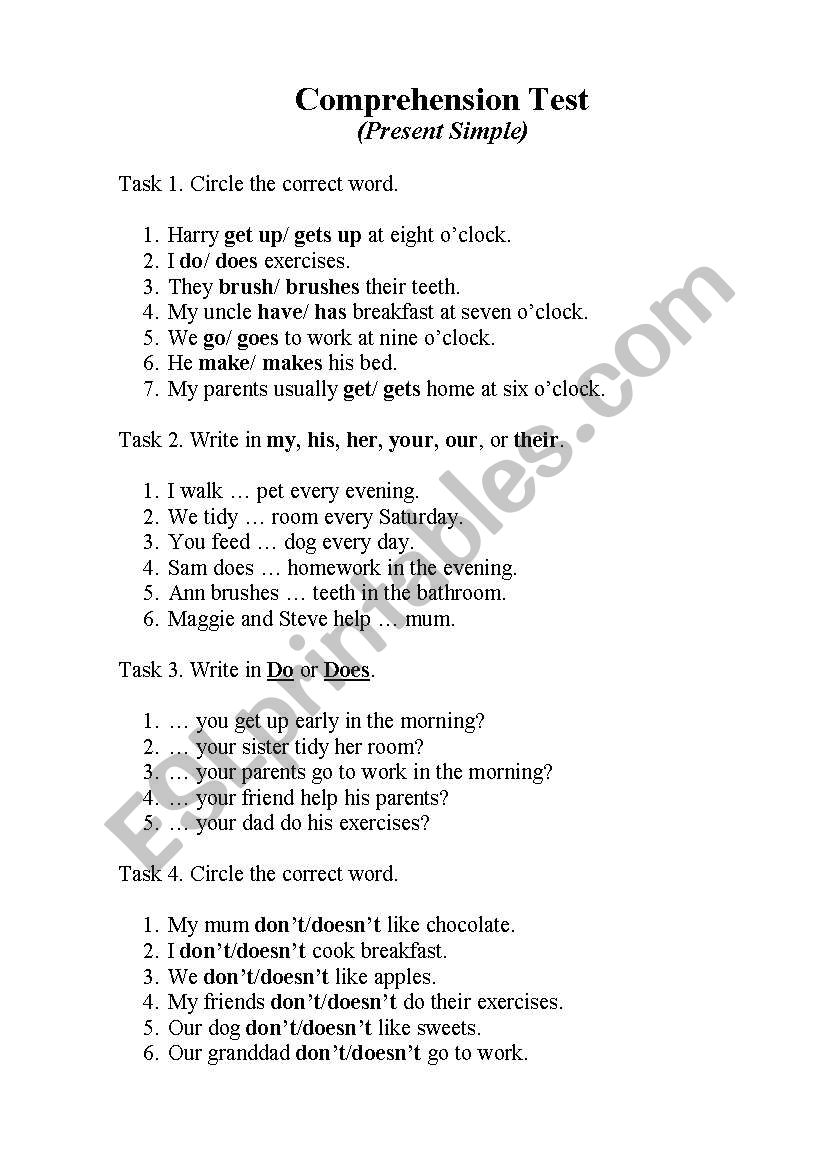 Present Simple worksheet