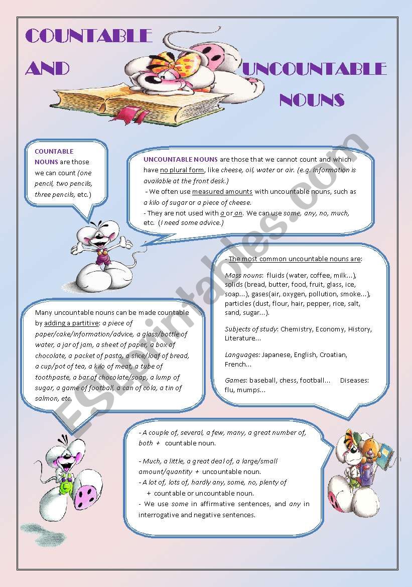 COUNTABLE  AND  UNCOUNTABLE  NOUNS