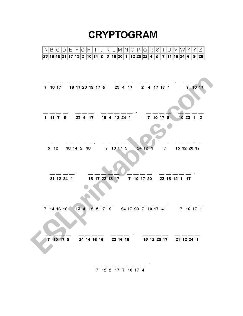 Cryptogram - Autumn worksheet