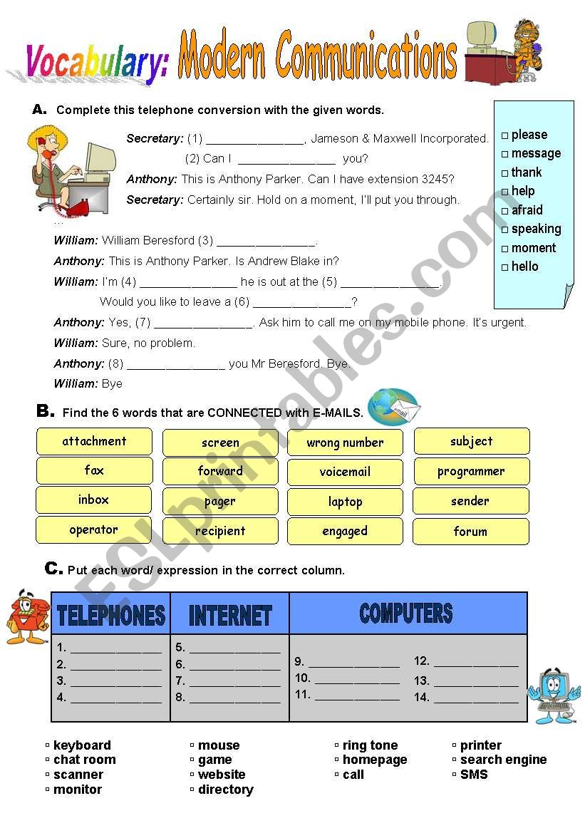 Modern Communications worksheet