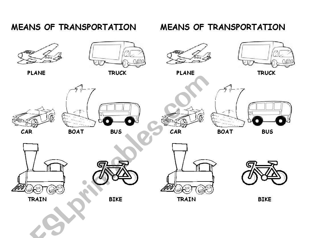Means of Transportation worksheet