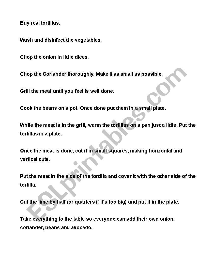 How to Make Taco worksheet