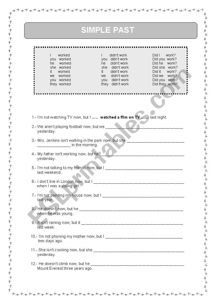 Past Simple worksheet