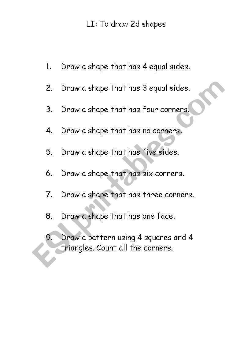 draw 2d shapes worksheet