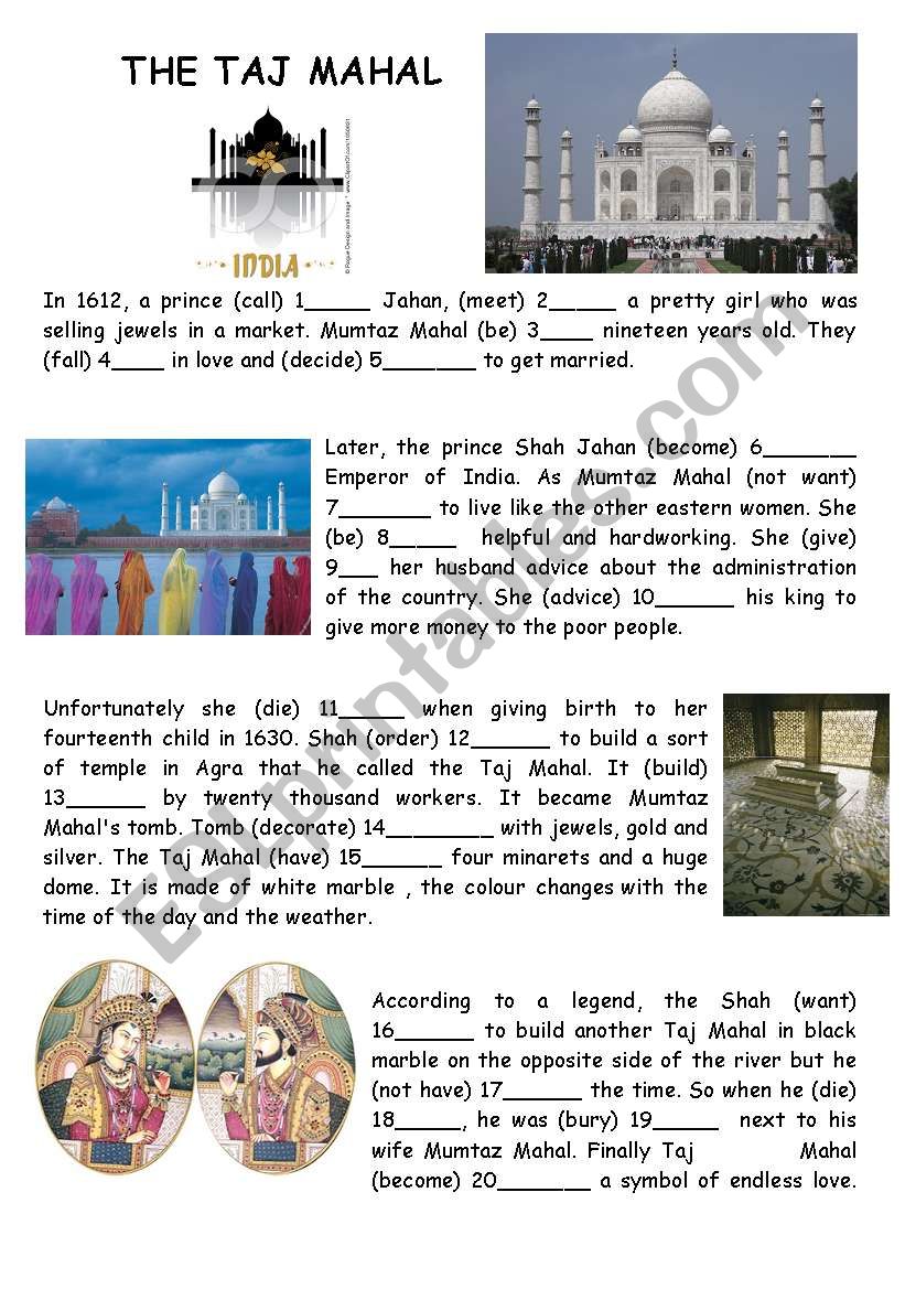 The Taj Mahal - Endless Love  worksheet