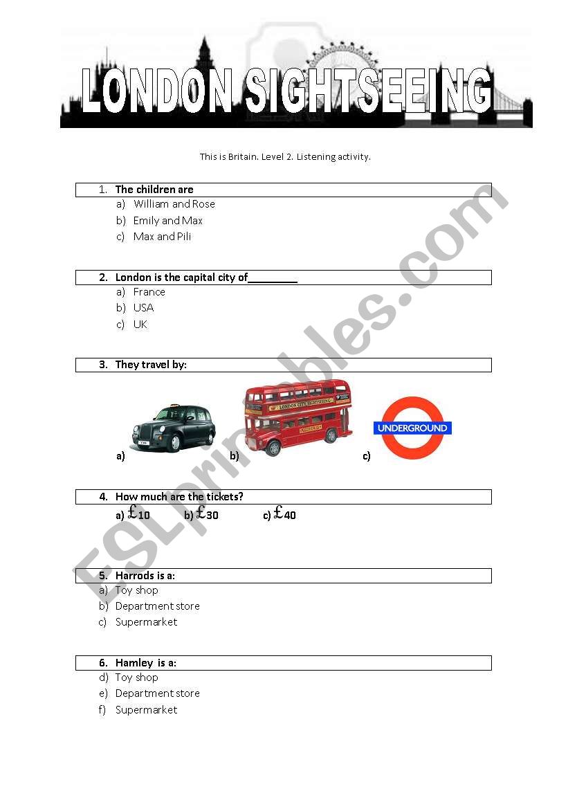 This is Britain. London worksheet