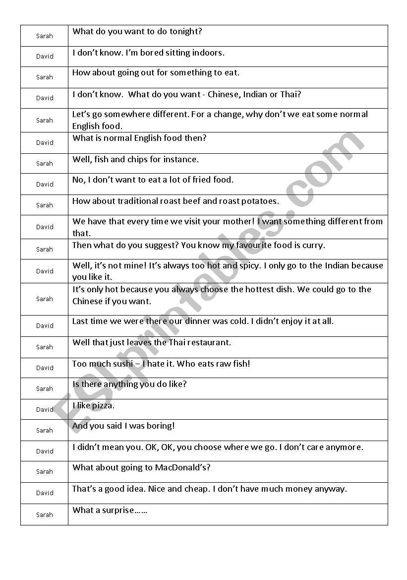Everyday English Eating Out  worksheet