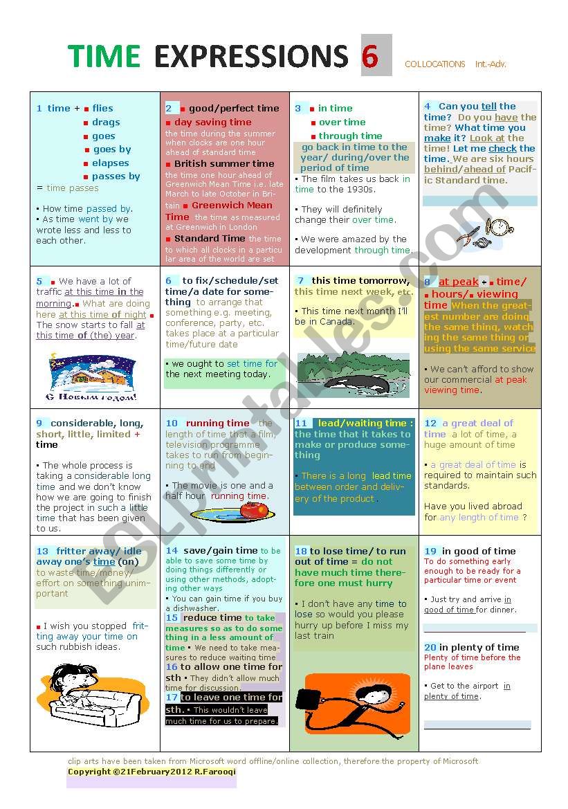 TIME EXPRESSIONS PART 6 Collocations PREVIEW AVAILABLE SOON Problem !!! :()