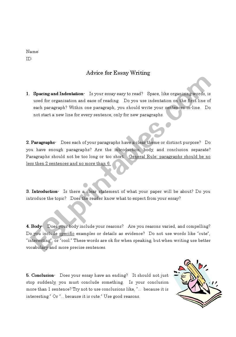 essay writing exercises for esl students