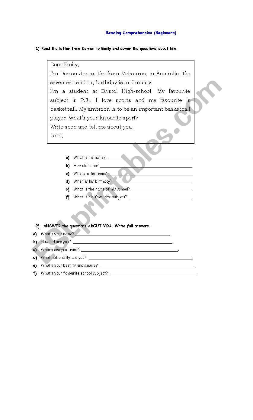 Read and work on the activities below
