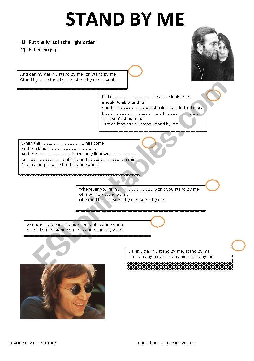 STAND BY ME worksheet