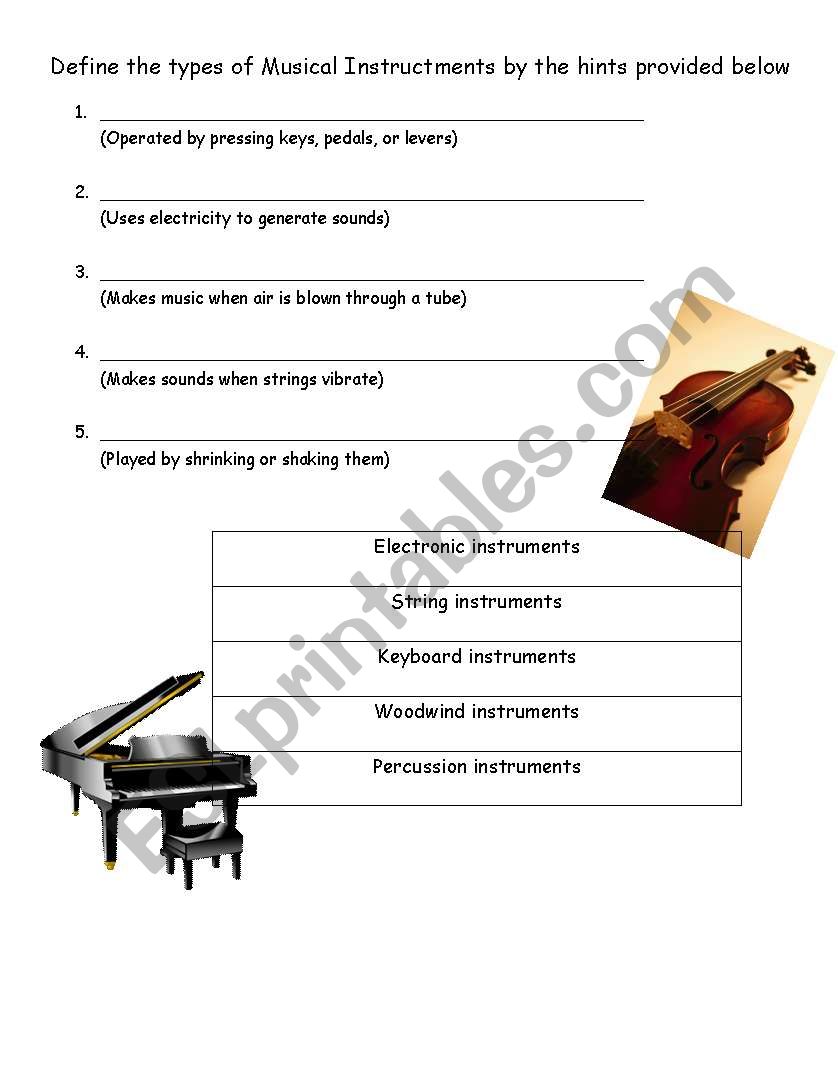 Music Instruments  worksheet