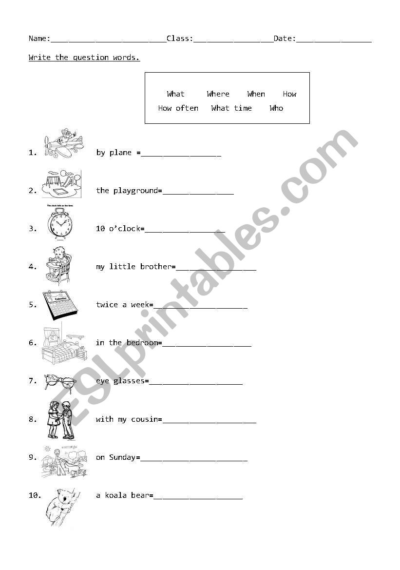 Question word worksheet