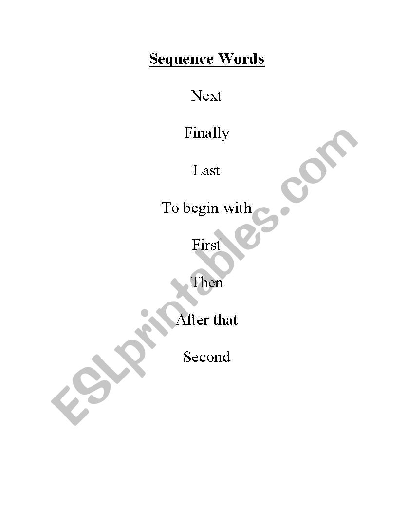 Sequence Words worksheet