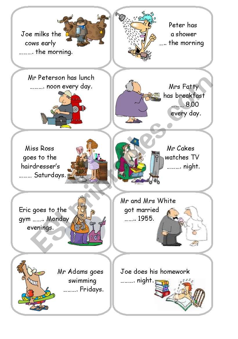 Prepositions of time - Cards 3