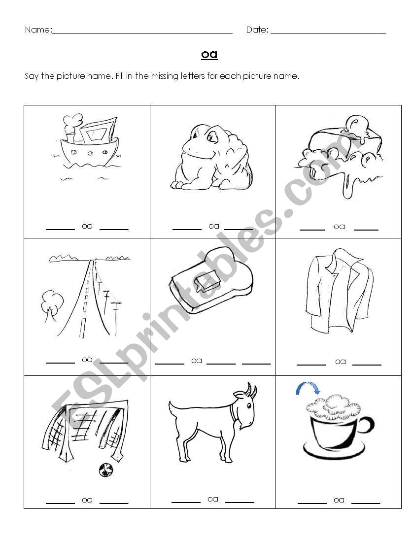 Long o (oa) worksheet