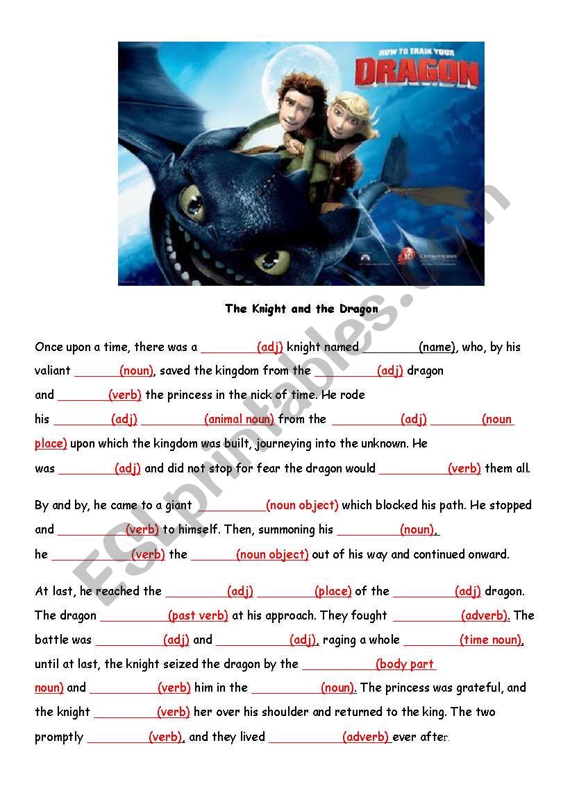 The Knight and the Dragon worksheet