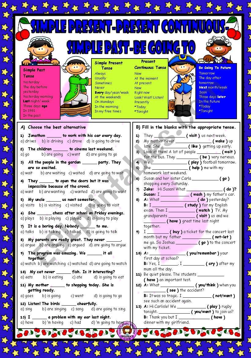 future-simple-going-to-present-continuous-present-simple-exercises