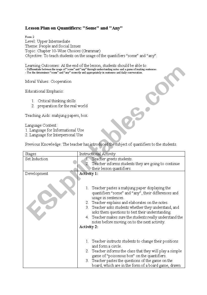 some and any worksheet