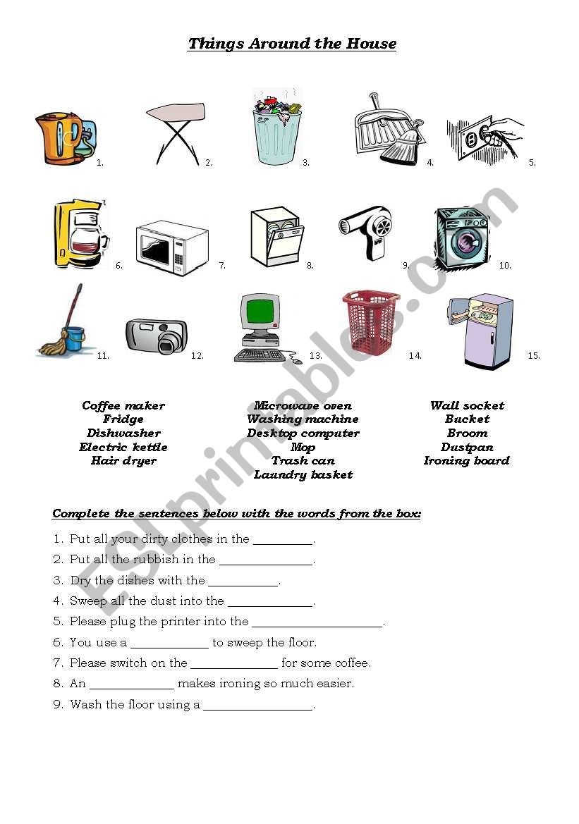 Things around the House  worksheet