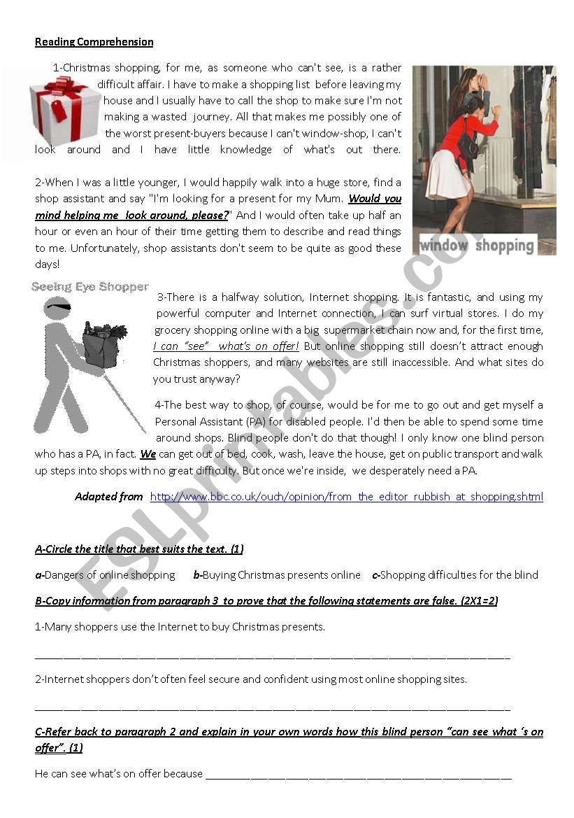 INTERNET SHOPPING worksheet