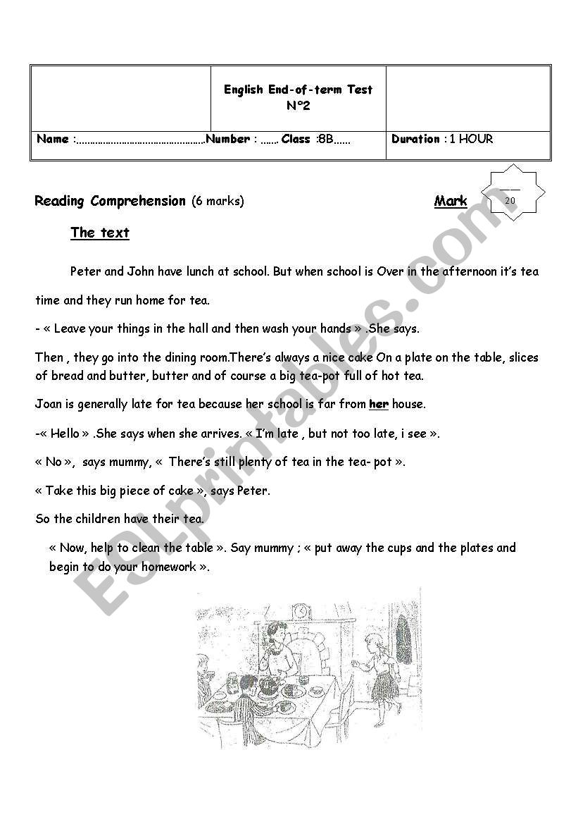 end of  term test 2 8 th form worksheet
